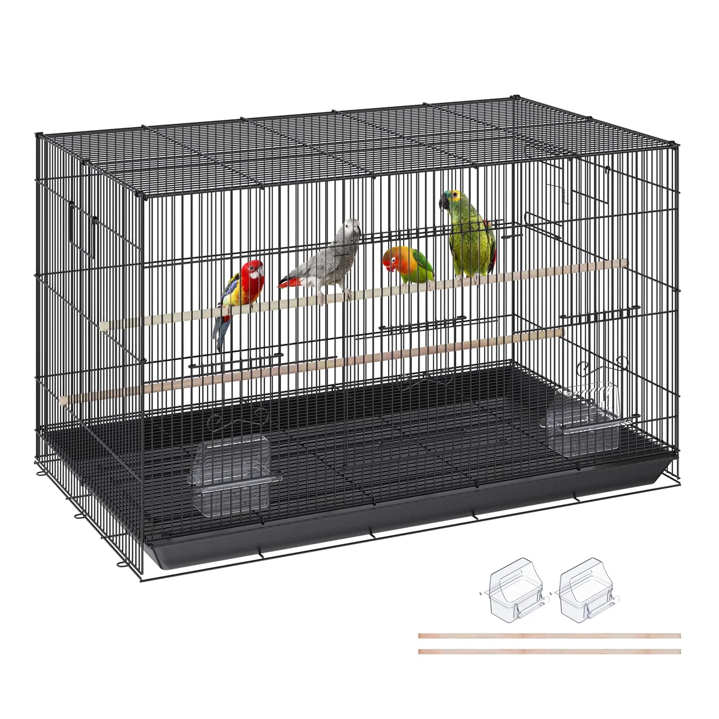 VEVOR 30 Inch Flight Bird Cage Stackable Bird Cage Parakeet Cage with Slide-Out Tray and Handle Small Parrots Birdcage for Cockatiels Budgies Conure Macaw Finch Lovebirds Canaries Pigeons
