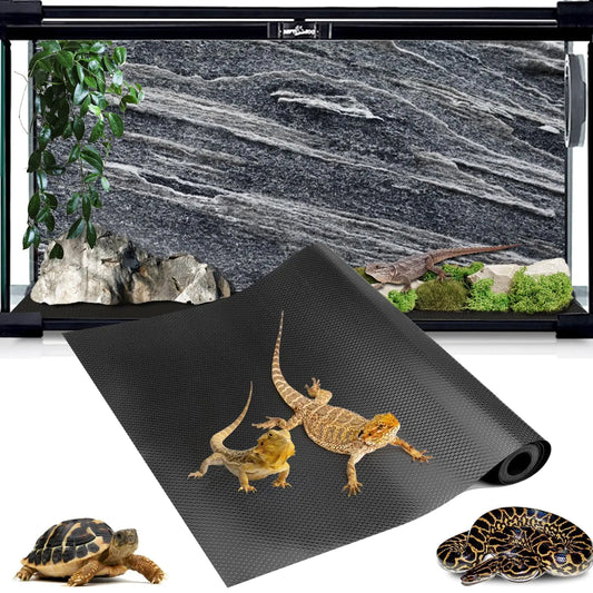 120 Gallon Reptile Terrarium Mat Liner 96" X 24" Bearded Dragon Tank Accessories Bearded Dragon Substrate for 4x2x2 Reptile Enclosure Reptile Bedding Carpet for Leopard GeckoLizardTortoise Black