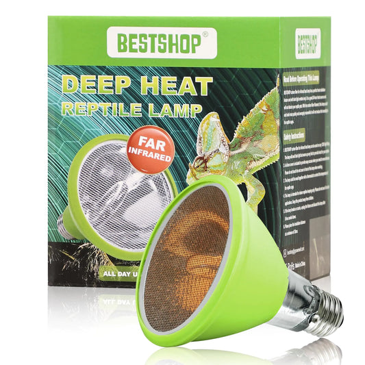 BESTSHOP Deep Heat Lamp 100 Watt Reptile Heat Lamp Bulb Non-Luminous Infrared Heat Lamp Deep Infrared Projector for Reptile and Amphibian