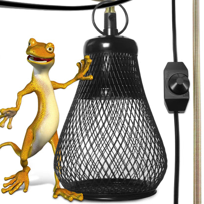 Trakem Reptile Anti-Scald Lampshade Reptile Heat Lamp Mesh Cage Lampshade Cover Pipe with Cable Protection for Reptile Turtles Chicks Lizard Snake