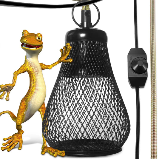 Trakem Reptile Anti-Scald Lampshade Reptile Heat Lamp Mesh Cage Lampshade Cover Pipe with Cable Protection for Reptile Turtles Chicks Lizard Snake