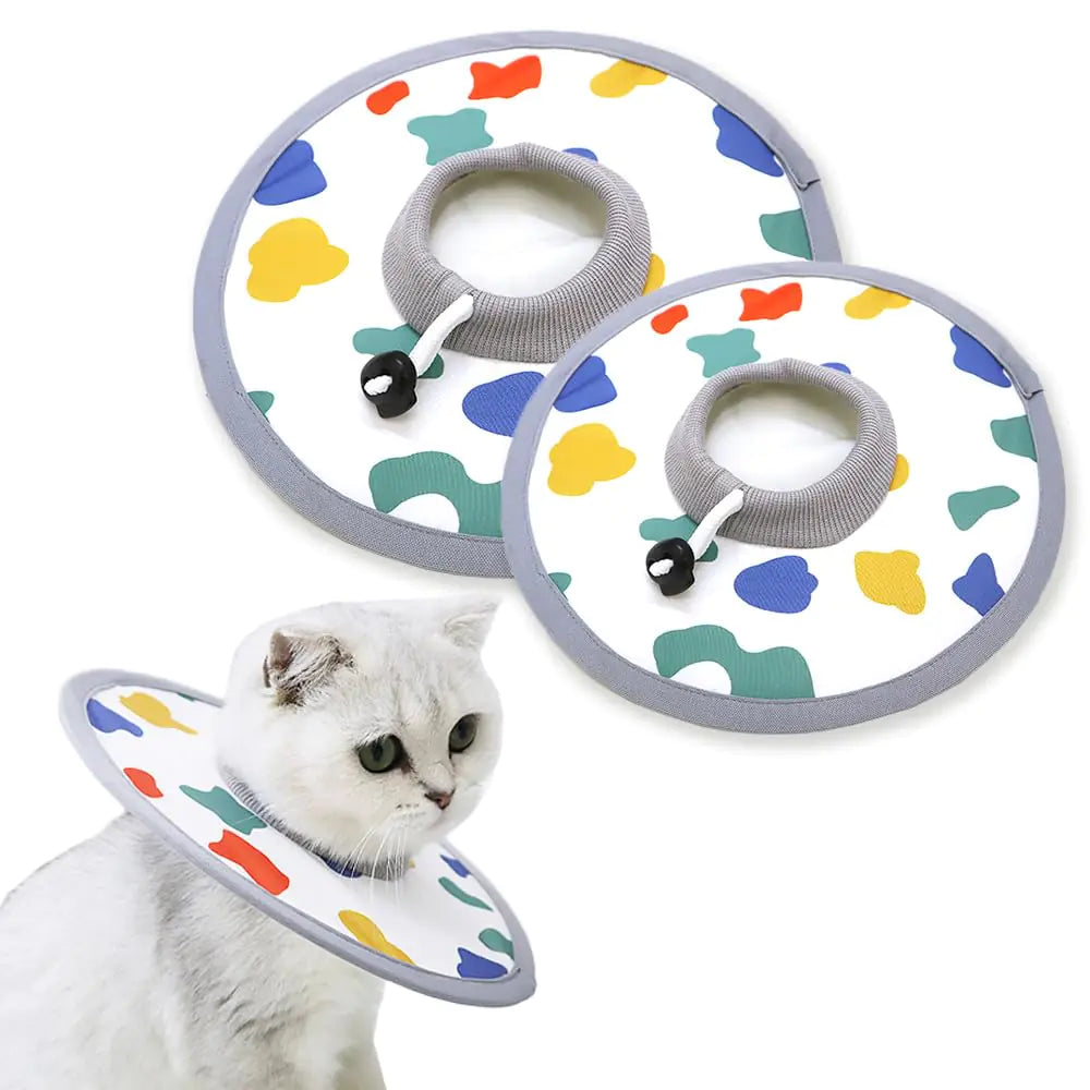 Konnfeir Cat Cone Collar 2pcs Adjustable Protective Collar for Pet Cat Recovery Collar Wound Healing (A-Milk S+M)