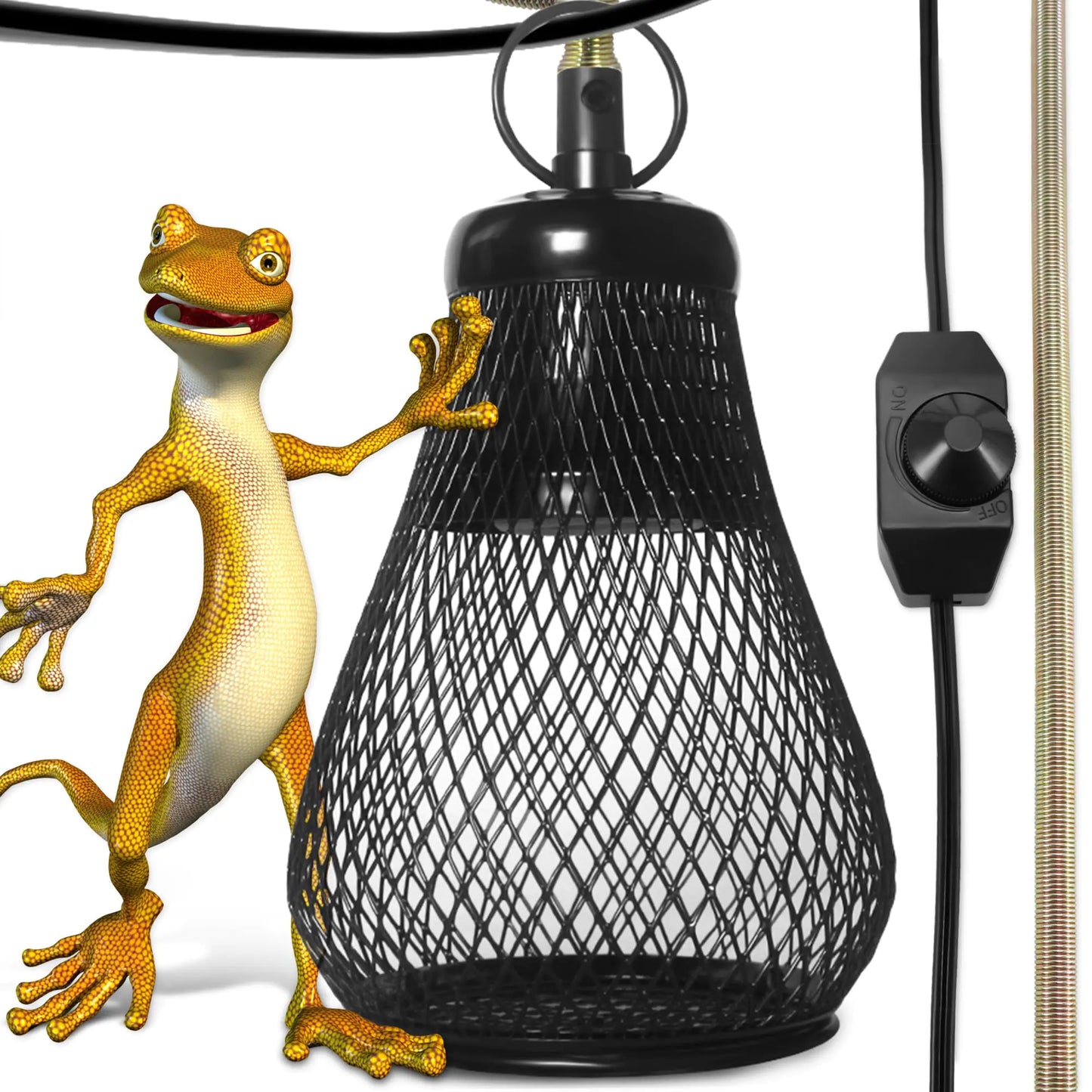 Trakem Reptile Anti-Scald Lampshade Reptile Heat Lamp Mesh Cage Lampshade Cover Pipe with Cable Protection for Reptile Turtles Chicks Lizard Snake