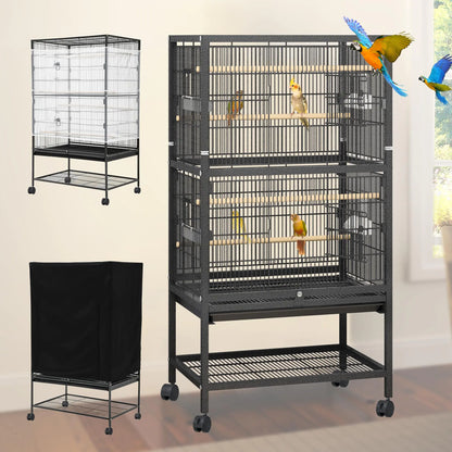 YINTATECH 52 inches Birdcage Cover and Bird Cage Seed Catcher Bird Cages for Parakeets Parrot Cockatiel Pigeon Metal Big Bird Cage