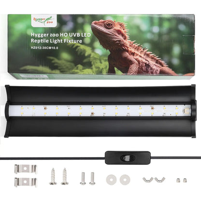 Hygger zoo T8 HO 10.0 UVB Light for Reptiles LED Reptile Lighting Combo Kit Reptile Light Fixture Terrarium Hood with 10W UVA UVB Bulb Desert Reptile Lamp for Bearded Dragon Turtle Snake Lizard Tank