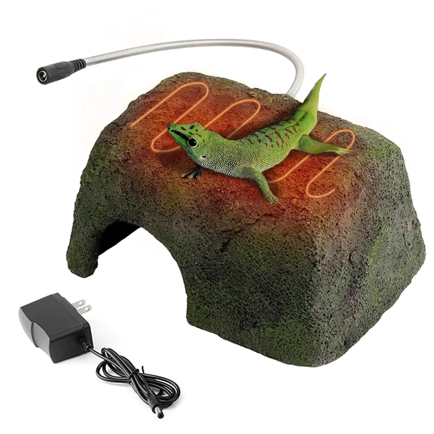 Fliywarl Reptile Heating Hide Cave Caves Resin Simulation Rock Reptile Hide Cave with Heated Basking Platform Resin Reptile Cave with Constant Temperature for Reptiles Amphibians Lizard Snake